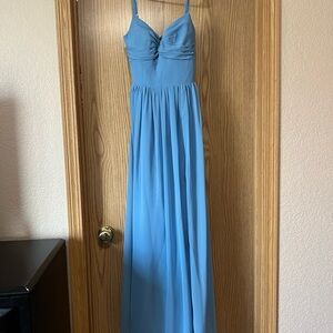 Azazie Zeya Maxi Dress in Steel Blue